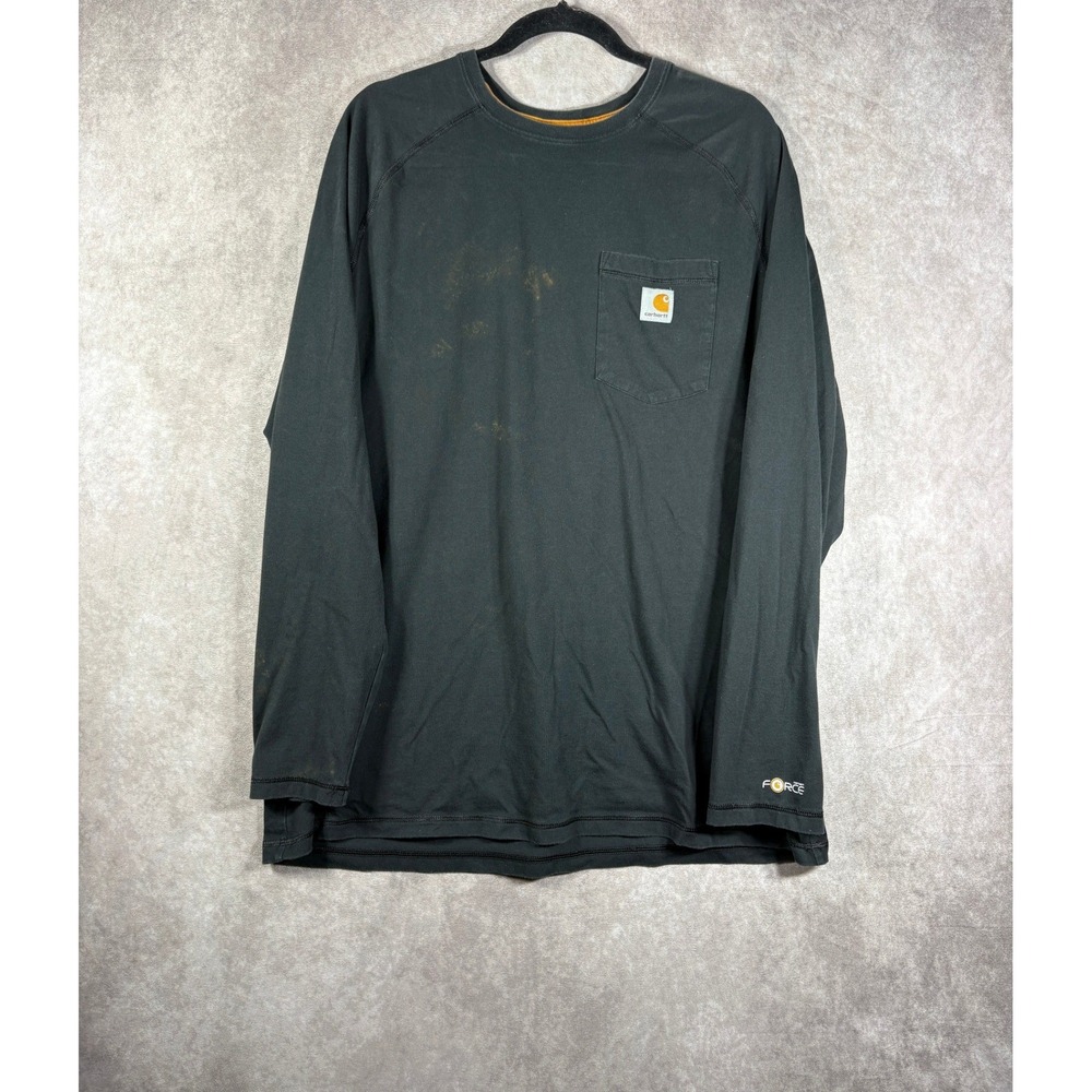 Carhartt T-Shirt Mens XL Black Force Relaxed Fit Long Sleeve Pocket 100393-001